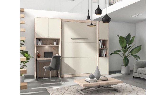 Smart - Armoire lit vertical avec bureau 