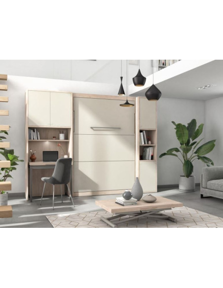 Smart - Armoire lit vertical avec bureau 