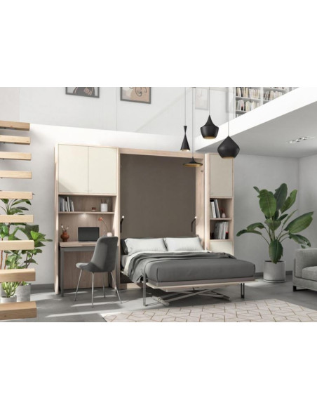 Smart - Armoire lit vertical avec bureau 