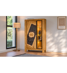 Extrême - Vitrine 2 portes bois 1 porte verre 