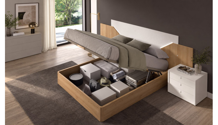 Salsa - Lit pour couchage 140x190 avec 2 chevets 